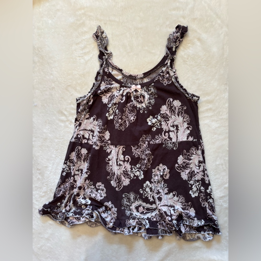 Cynthia Rowley Floral Tank Top with ruffle detailing size medium